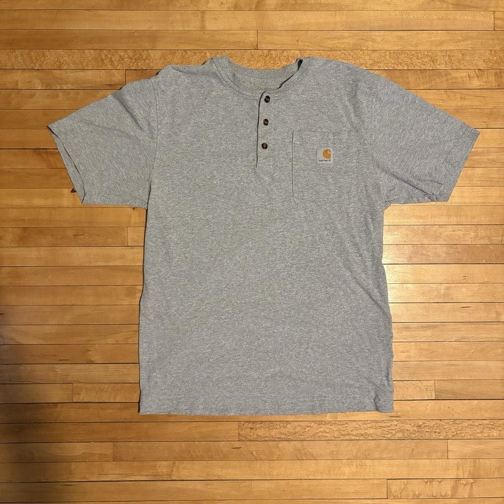 Carhartt Shirt Mens Small Tall Gray Henley Pocket Workwear Original Fit K84 HGY